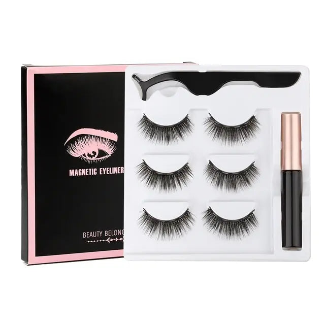 Magnetic Eyelashes Set with Waterproof Eyeliner and Tweezer