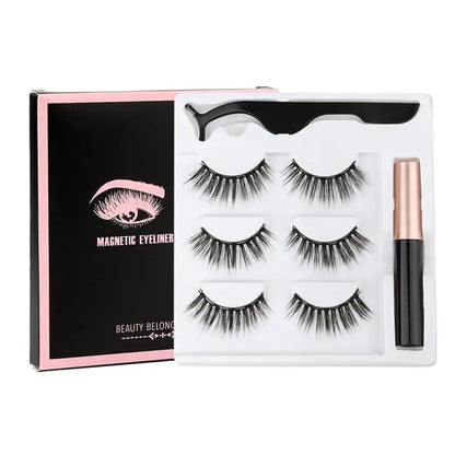 Magnetic Eyelashes Set with Waterproof Eyeliner and Tweezer