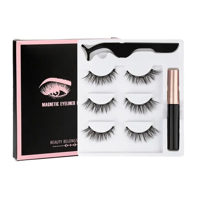 Magnetic Eyelashes Set with Waterproof Eyeliner and Tweezer